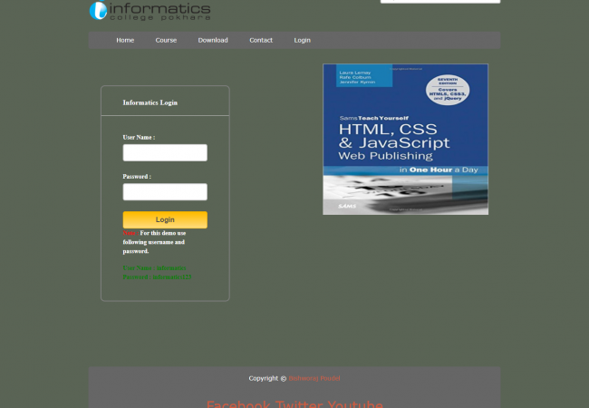 LOGIN 650x450 - Simple College site Using HTML,CSS AND JAVASCRIPT