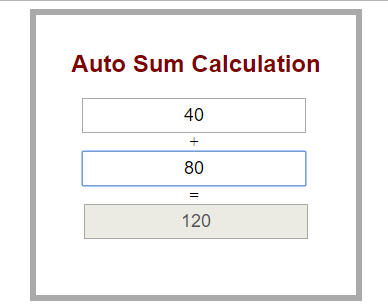 Screenshot 671 - Auto Sum Calculation Using JavaScript