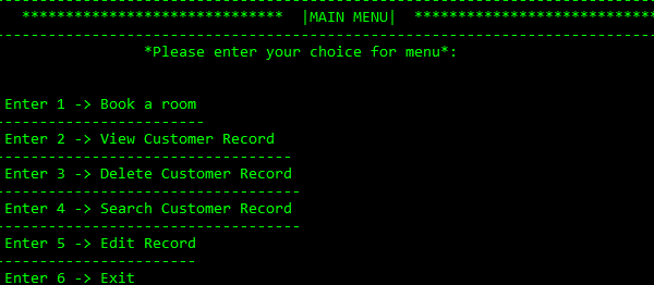 Screenshot hotelmanagementinc - Hotel Management System in C Programming with Source Code