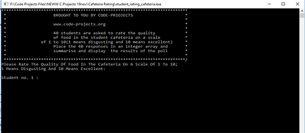 CAFETERIA RATING SYSTEM IN C PROGRAMMING WITH SOURCE CODE