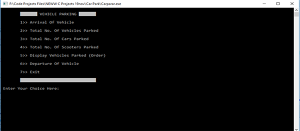 Screenshot 1073100000 - Vehicle Parking Management System In C Programming With Source Code