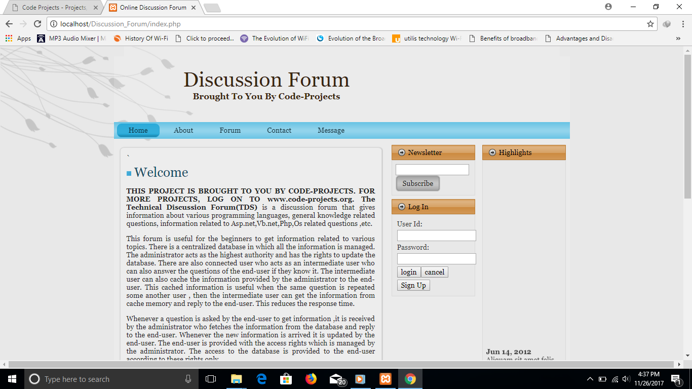 Online Discussion Forum Site Using PHP - Code Projects