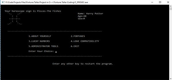 Screenshot 87410 - FORTUNE TELLER IN C++ WITH SOURCE CODE