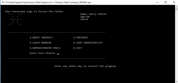 Screenshot 87410 - Fortune Teller In C++ With Source Code