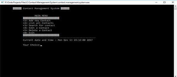 CONTACT MANAGEMENT SYSTEM IN C PROGRAMMING WITH SOURCE CODE