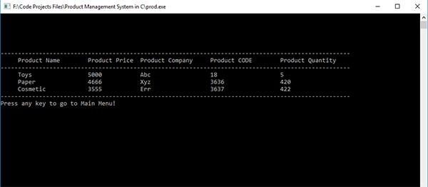Screenshot 960 - PRODUCT MANAGEMENT SYSTEM IN C PROGRAMMING WITH SOURCE CODE