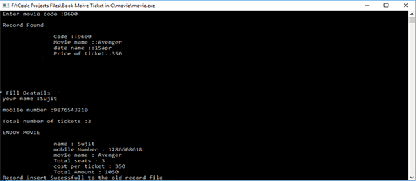 Screenshot 977100 - Movie Ticket Booking System In C Programming With Source Code