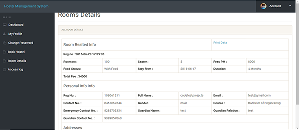 Hostel Management System Using PHP With Source Code