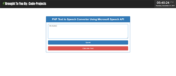 TEXT TO SPEECH CONVERTER USING PHP WITH SOURCE CODE