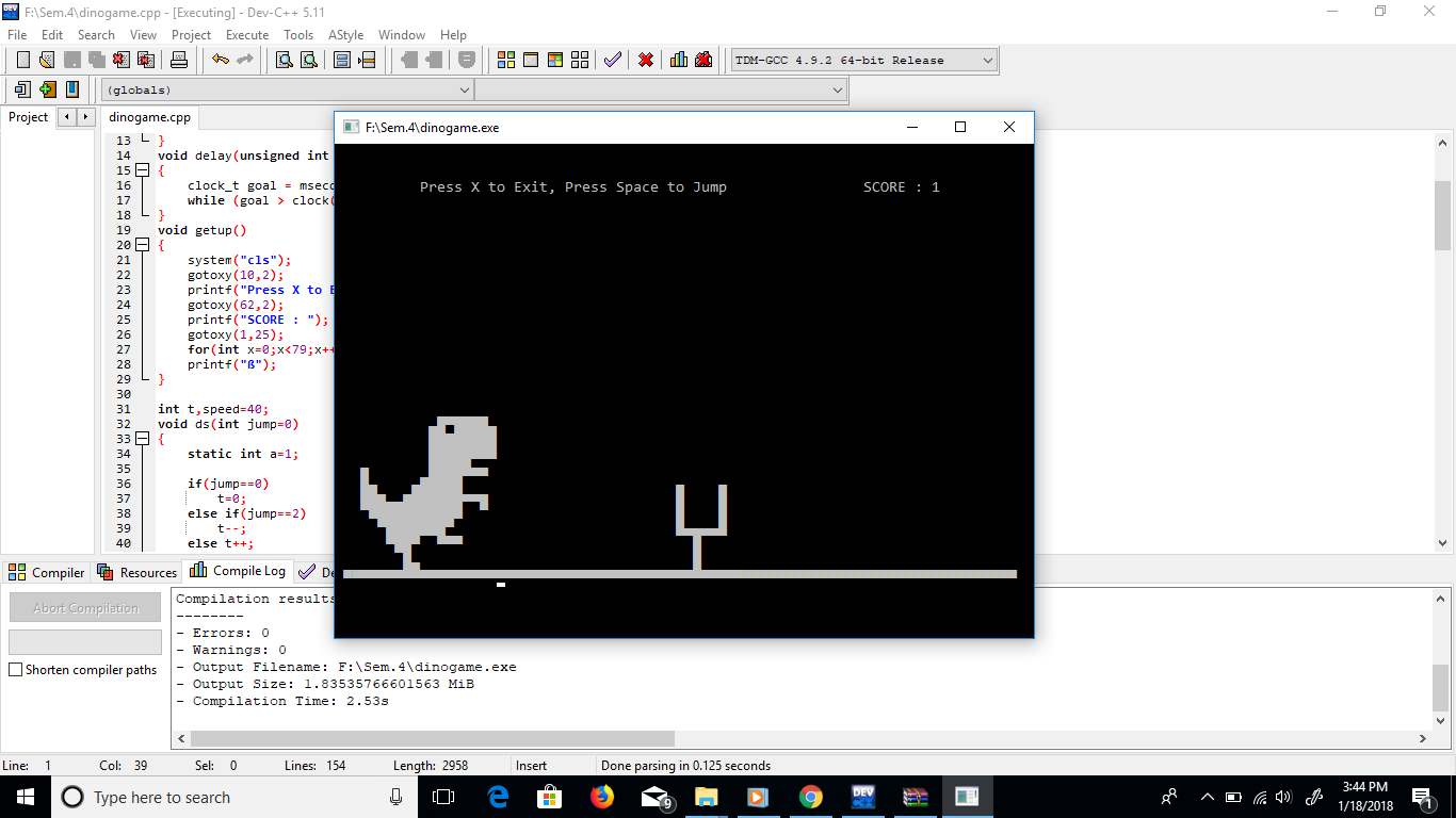 Dino Game In C Programming With Source Code - Code Projects