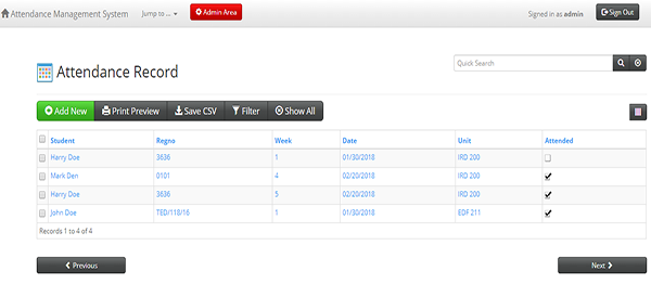 Screenshot 2604000 - Attendance Management System Using PHP With Source Code