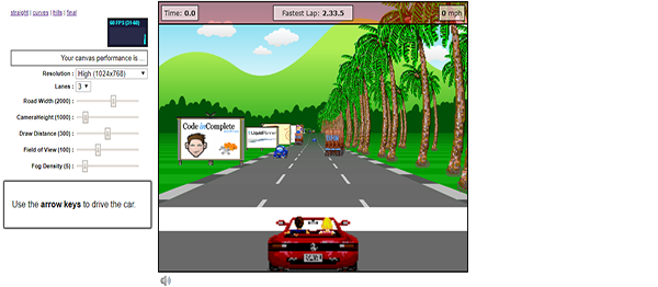 3D STREET RACING GAME IN JAVASCRIPT WITH SOURCE CODE