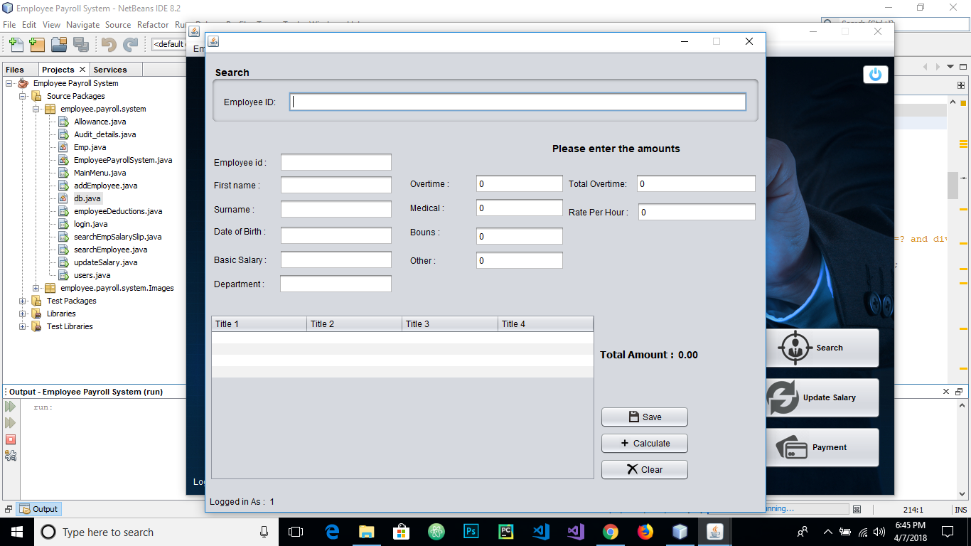 employee management system project in java netbeans