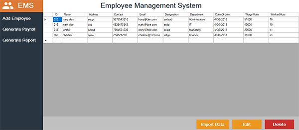EMPLOYEE MANAGEMENT SYSTEM IN C# WITH SOURCE CODE