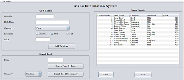 7 1 - Restaurant Menu Information System In Java Using NetBeans With Source Code