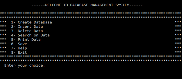 DATABASE MANAGEMENT SYSTEM IN C++ WITH SOURCE CODE