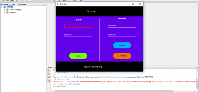 Screenshot 1 650x300 - Simple Quiz Application In Java With Source Code