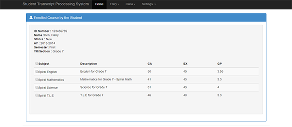 Screenshot 140 - Student Transcript Processing System In PHP With Source Code