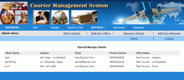COURIER MANAGEMENT SYSTEM IN PHP WITH SOURCE CODE