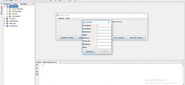 Screenshot 921 650x300 - Simple Address Diary In Java, CVS With Source Code