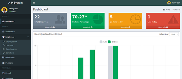 Screenshot apsystem - Attendance and Payroll System In PHP With Source Code