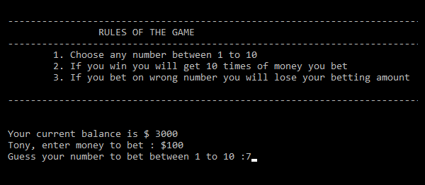 Screenshot casinocpp - CASINO NUMBER GUESSER GAME IN C++ WITH SOURCE CODE