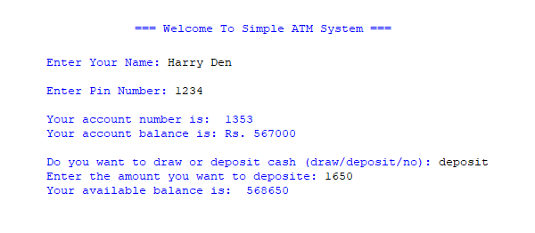 SIMPLE ATM SYSTEM IN PYTHON WITH SOURCE CODE