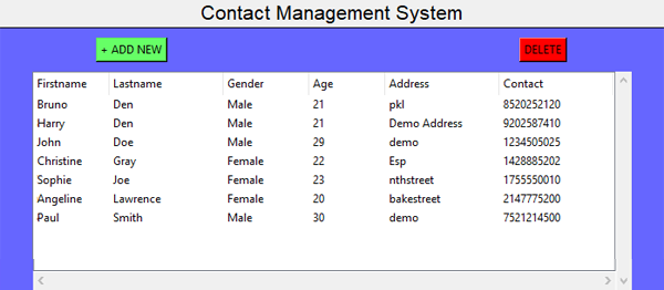 CONTACT MANAGEMENT SYSTEM IN PYTHON WITH SOURCE CODE