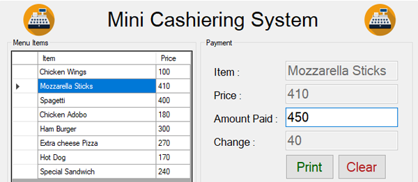 Screenshot miniCashieringSystem - Mini Cashiering System In VB.NET With Source Code