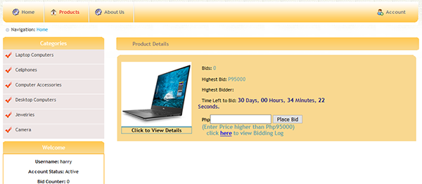 Screenshot onlineBiddingSystem - ONLINE BIDDING SYSTEM IN PHP WITH SOURCE CODE