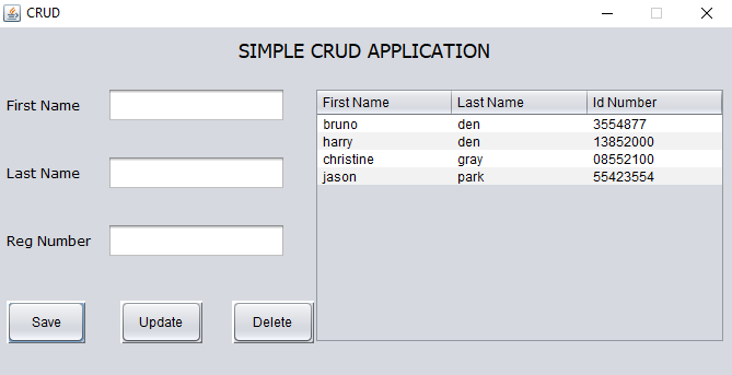 Java Swing Crud Application With Source Code Source Code Projects