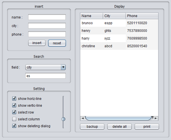 Screenshot phone Book JAVA - Phone Book In JAVA With Source Code