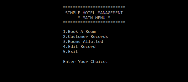 Screenshot simpleHotelManagementSystem - SIMPLE HOTEL MANAGEMENT SYSTEM IN C++ WITH SOURCE CODE