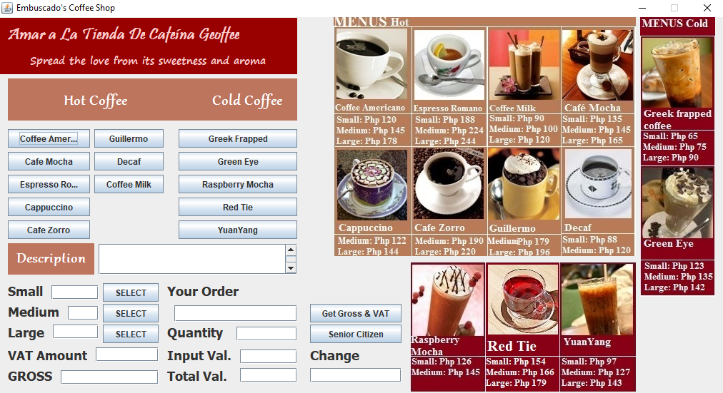 Small Coffee меню. Меню кафе кофе. Кофе java. Cafe Management System. Source code shop