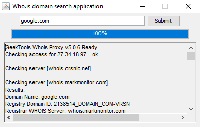 Screenshot 3575 - WHOIS Application In JAVA With Source Code