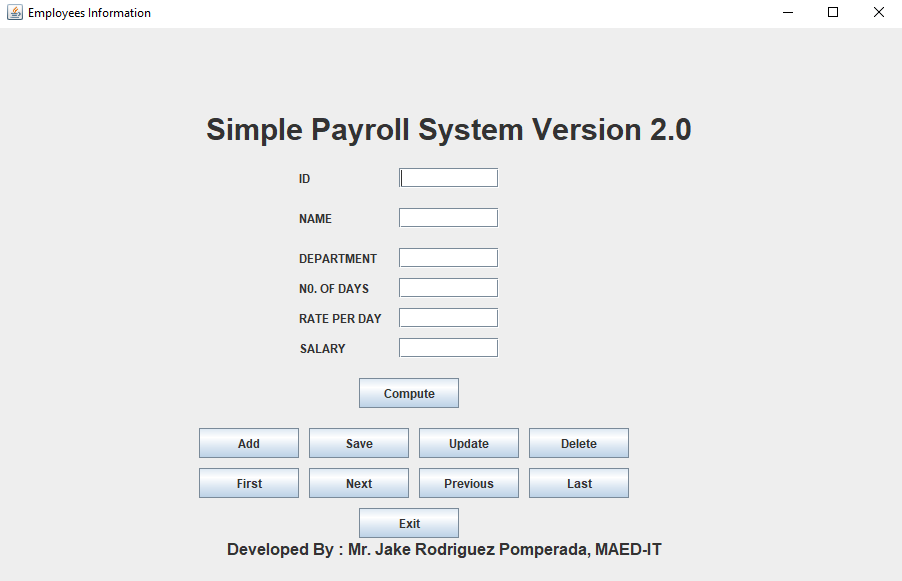 Simple Employee Payroll System