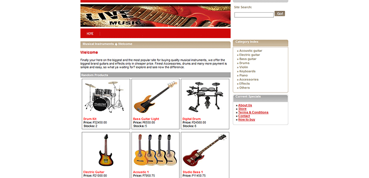 ONLINE MUSICAL INSTRUMENT STORE SITE IN PHP WITH SOURCE CODE