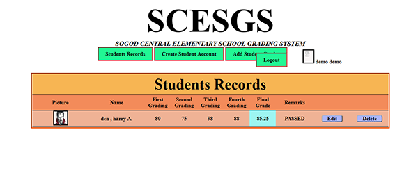 Screenshot simpleGradingSystemPHP - SIMPLE GRADING SYSTEM IN PHP WITH SOURCE CODE