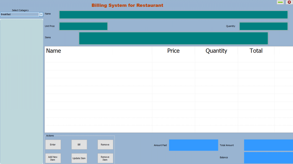 Restaurant Billing System In Vbnet With Source Code Source Code 4429