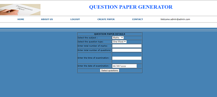 QUESTION PAPER GENERATOR IN PHP WITH SOURCE CODE