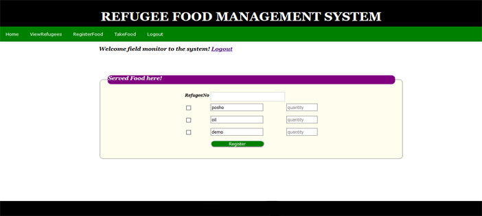 REFUGEE FOOD MANAGEMENT SYSTEM IN PHP WITH SOURCE CODE