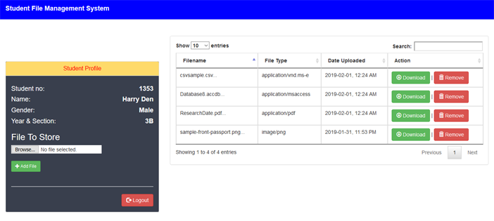 Screenshot StudentFileManagementSystemPHP - STUDENT FILE MANAGEMENT SYSTEM IN PHP WITH SOURCE CODE