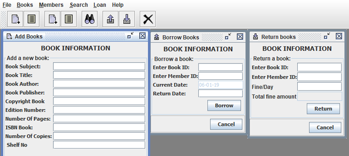 library management system in java