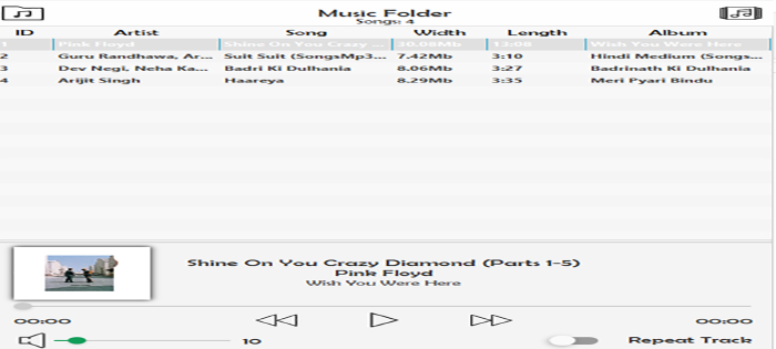 Screenshot 679 - Desktop Music Player Application In Java with source code