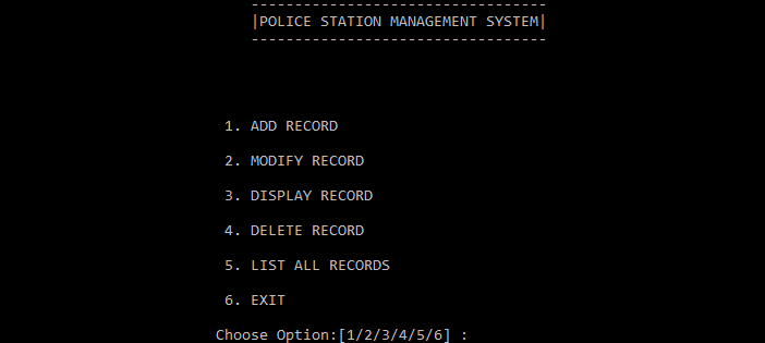 Screenshot PoliceStationManagementSystemC - POLICE STATION MANAGEMENT SYSTEM IN C++ WITH SOURCE CODE