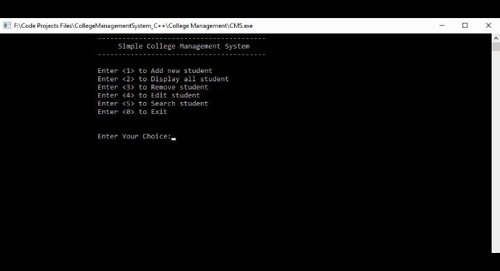 Simple College Management System in c++