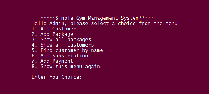 SIMPLE GYM MANAGEMENT SYSTEM IN PYTHON WITH SOURCE CODE