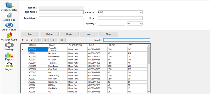 sales inventory system sample