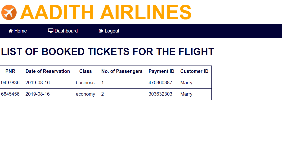 Capture 10 - AIRLINE TICKET RESERVATION IN PHP WITH SOURCE CODE