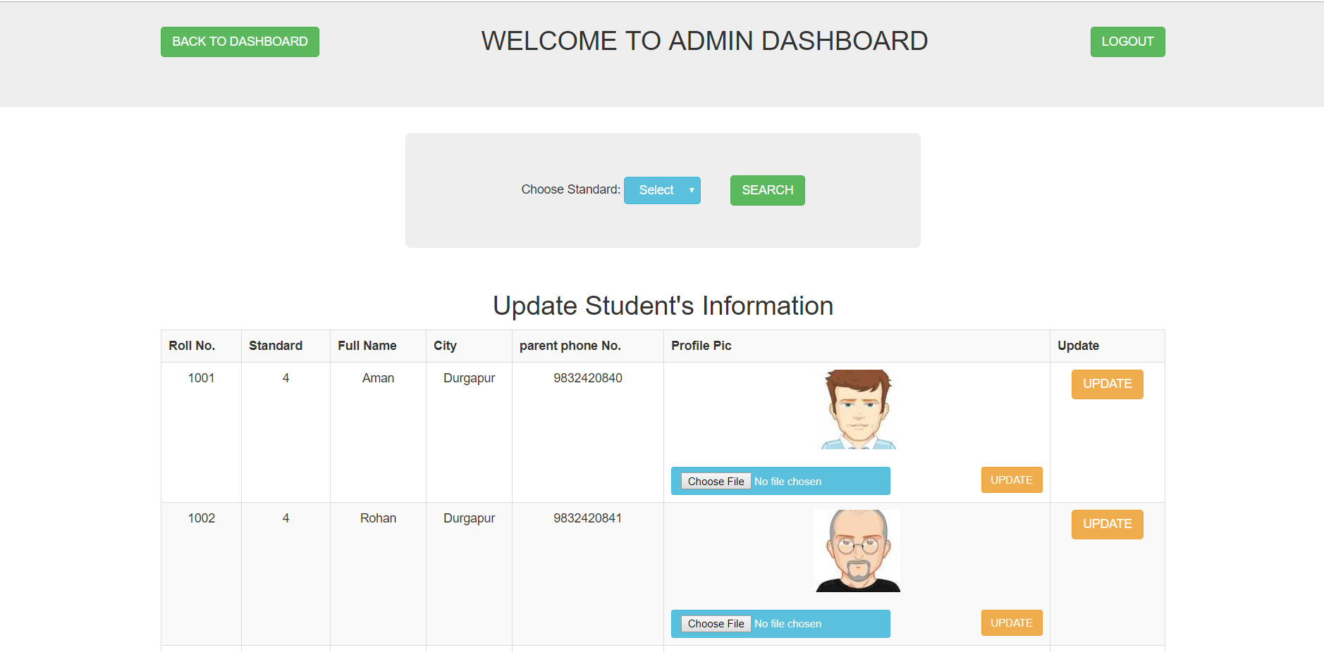 Capture 2 - STUDENT DETAILS MANAGEMENT SYSTEM IN PHP WITH SOURCE CODE